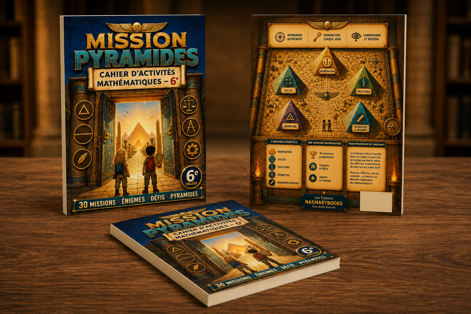 Mockup 3D du livre Mission PYRAMIDES